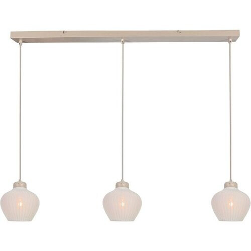 Tweedekans Anne Lighting - hanglamp - Travino - crème - linnen metaal steen - grote eettafellamp - E27 - 4599CR