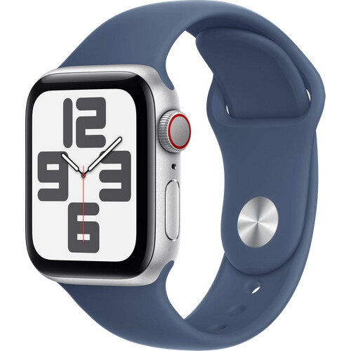 Tweedekans Apple Watch SE 2024 4G 40mm Zilver Sportband S/M Tweedehands
