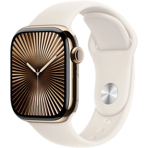 Tweedekans Apple Watch Series 10 4G 42mm Titanium Goud Sportband M/L Tweedehands