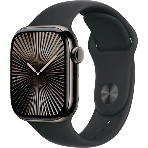Tweedekans Apple Watch Series 10 4G 42mm Titanium Zwart Sportband M/L Tweedehands