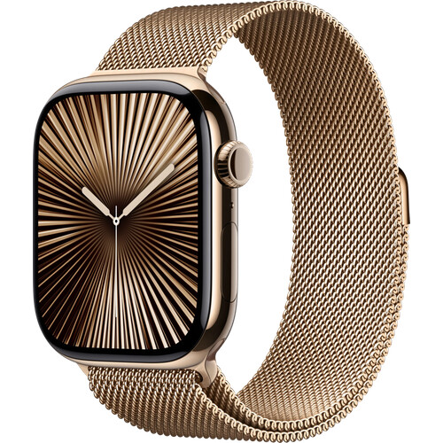 Tweedekans Apple Watch Series 10 4G 46mm Titanium Goud Milanese Band M/L Tweedehands