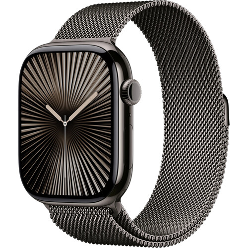 Tweedekans Apple Watch Series 10 4G 46mm Titanium Zwart Milanese Band M/L Tweedehands