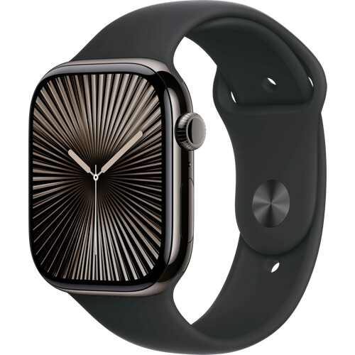Tweedekans Apple Watch Series 10 4G 46mm Titanium Zwart Sportband S/M Tweedehands