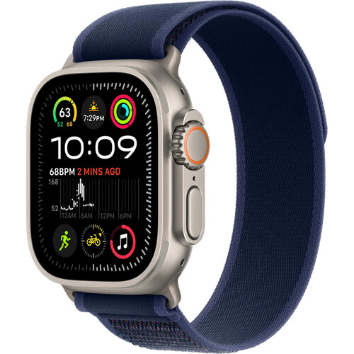 Tweedekans Apple Watch Ultra 2 4G 49mm Zilver Trail Band Blauw M/L Tweedehands