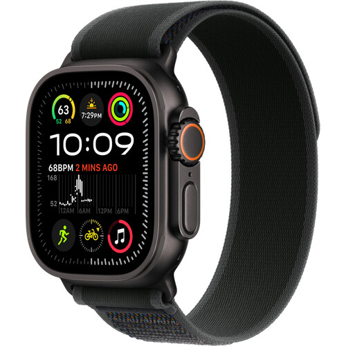 Tweedekans Apple Watch Ultra 2 4G 49mm Zwart Trail Band Zwart S/M Tweedehands