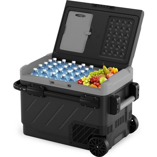 Tweedekans Auronic Compressor Koelbox – Dual Zone, 49L, 12V/24V, Met Wielen – 69,2 x 45,3 x 51,5 cm – Grijs Tweedehands