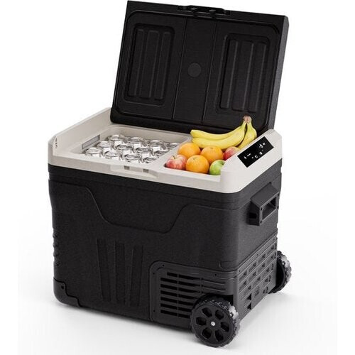 Tweedekans Auronic Elektrische Koelbox - Compressor - 2 Zones - 45L - 12/24V en 240V - Koelen en Vriezen - Camping Koelkast - Frigobox Auto - Met Wielen en Hendel - Zwart Tweedehands