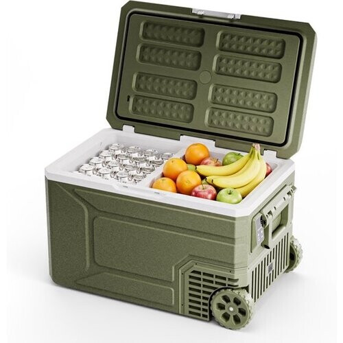 Tweedekans Auronic Elektrische Koelbox - Compressor - 80L - 12V en 240 volt - Camping Koelkast - Frigobox Auto - Met Wielen en Hendel - Groen Tweedehands