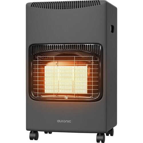 Tweedekans Auronic Mobiele Gaskachel - met Wieltjes - tot 60 m² - 4100W Heater - Inclusief Gasdrukregelaar en Gasslang - Grijs Tweedehands