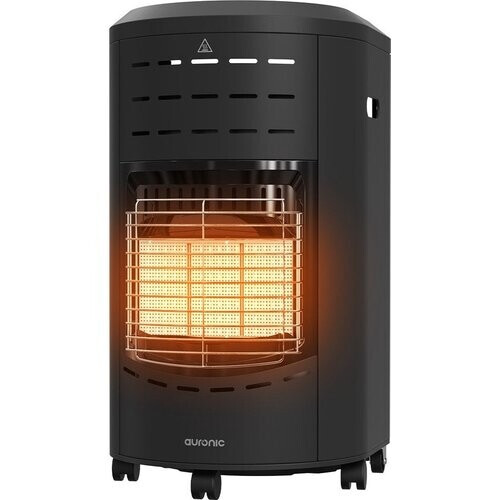 Tweedekans Auronic Mobiele Gaskachel - met Wieltjes - tot 60 m² - 4200W Heater - Inclusief Gasdrukregelaar en Gasslang - Inclusief Opberghoes - Zwart