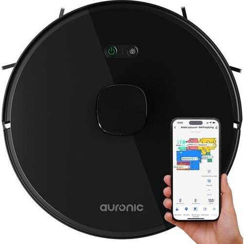 Tweedekans Auronic Robotstofzuiger - Dweilfunctie – 4000 Pa Zuigkracht – 180 min Batterijduur – 34,5 x 34,5 x 9,7 cm – Zwart Tweedehands