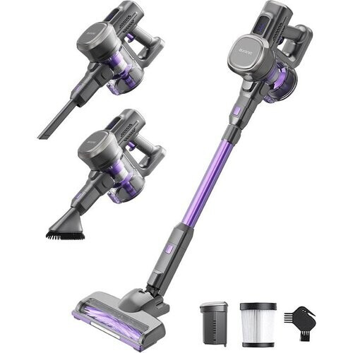 Tweedekans Auronic Steelstofzuiger Draadloos - Zelfstaande Steelstofzuiger - Zonder Zak - 220W - Vacuum Cleaner - Grijs/Paars Tweedehands