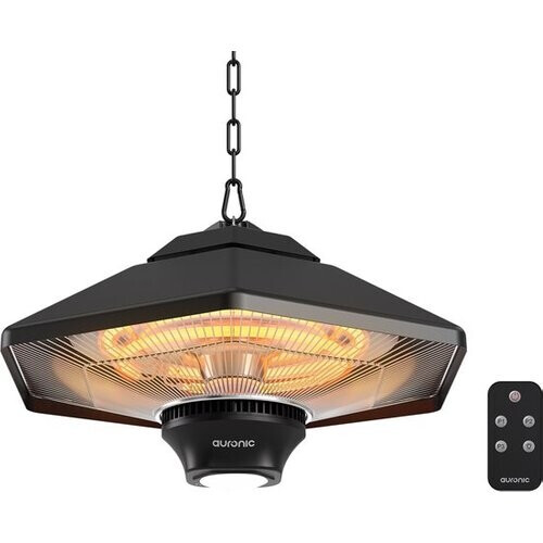 Tweedekans Auronic Terrasverwarmer - Infrarood Verwarming - Hangend - 20m2 - Elektrisch - 2000W - Afstandsbediening - 3 Standen - Zwart Tweedehands