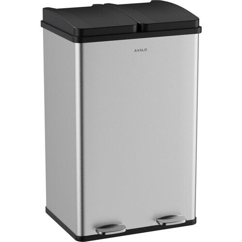 Tweedekans Avalo - Afvalscheiding Prullenbak met 2 vakken - 60 Liter - RVS - Zilver - 71x47x36 CM Tweedehands