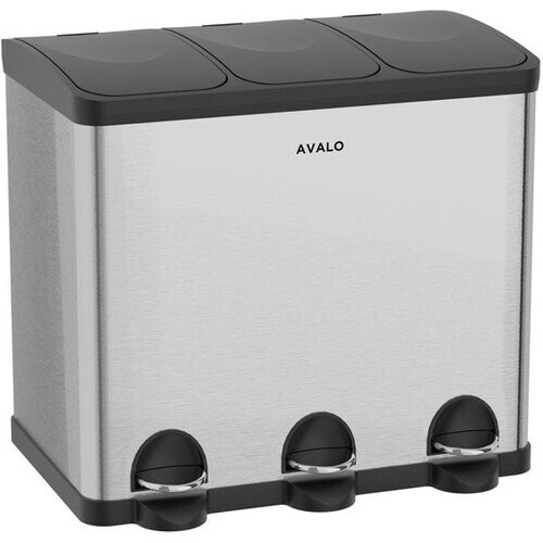 Tweedekans Avalo Prullenbak Afvalscheiding 60 Liter - RVS Zilver - 3 Vakken - Milieubewust, Hygienisch & Vingerafdrukvrij - Pedaalemmer / Vuilnisbak Tweedehands