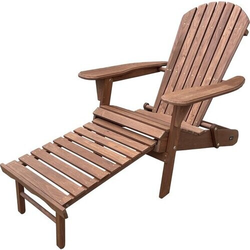 Tweedekans AXI Alexa Adirondack Stoel Coffee – Met Voetenbank - Houten loungestoel met armleuningen – Opklapbaar - Hoge rugleuning - Tuinstoel – 147 x 78,5 x 89 cm – FSC 100% Hemlockhout Tweedehands