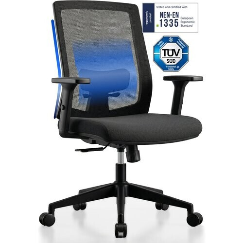 Tweedekans Backerz Low Mesh Bureaustoel Zwart - 51 cm Zitdiepte - Ergonomisch - Tot 140 kg