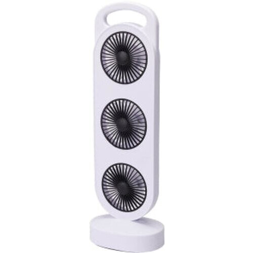 Tweedekans BASICS Oplaadbare Bureauventilator - 3 Standen - Wit/Zwart - 36,5 x 12 x 8,3 cm Tweedehands