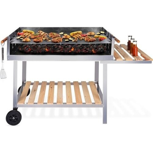 Tweedekans BBQ-collectie houtskoolbarbecue - BBQ met tafel - Buitenkeukenbarbecue in hoogte verstelbaar - 98 x 56 x 85 cm Tweedehands