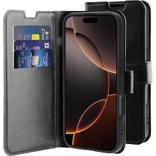 Tweedekans Behello Hoes Bookcover iPhone 16 Pro Gel zwart
