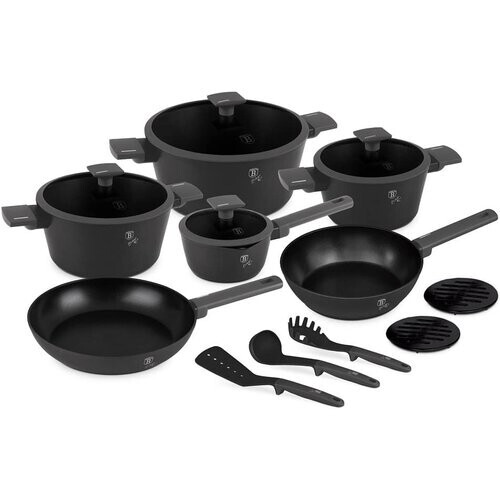 Tweedekans Berlinger Haus BH8141 Pannenset 15-Delig – TitanPro Anti-aanbaklaag – Inductie – Antraciet Tweedehands