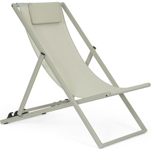 Tweedekans Bizzotto Ligstoel Taylor Breeze 65 x 200 x 102 cm – Aluminium & Textileen, Grijs Tweedehands