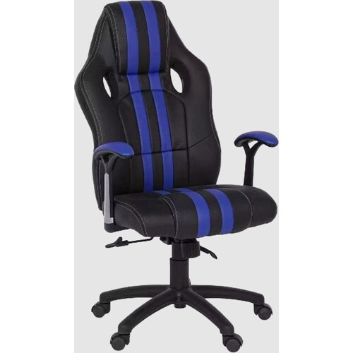 Tweedekans Bizzotto Spider Bureaustoel - Met Armleuningen - 64.5 x 63 x 111-121 cm - Zwart Met Blauw Tweedehands