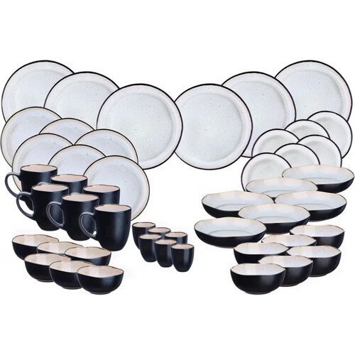 Tweedekans Björn The Full Service Serviesset 41-delig – Voorzien Van Reactieve Glazuurlaag En Ovenbestendig Tot 180°C En Magnetronbestendig – Voor 6 Personen – Ivory White Aardewerk – 12-26 cm Tweedehands