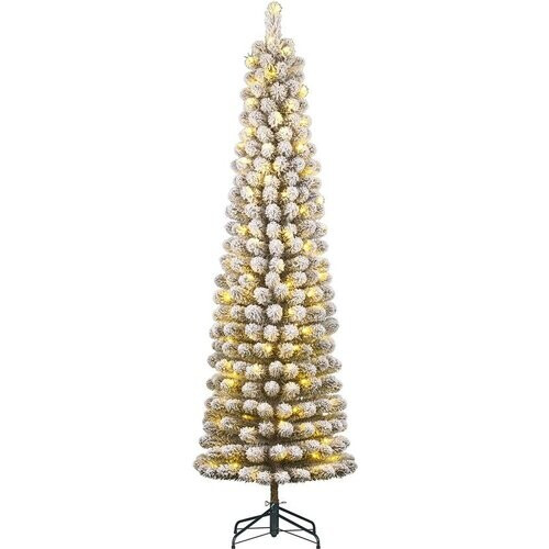 Tweedekans Black Box Trees Charlton Smalle Kunstkerstboom met Warm Witte LED Verlichting - H155 x Ø48 cm - Groen Frosted Tweedehands