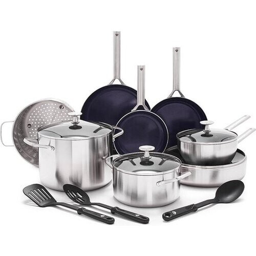 Tweedekans Blue Diamond Pannenset 15-delig - Geschikt voor alle warmtebronnen - Inductie - PFAS-vrij - Vaatwasmachinebestendig Tweedehands