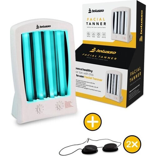 Tweedekans Bolusso Gezichtsbruiner – Gelaatsbruiner incl. 2x Zonnebank Bril – Voor Gezicht en Decolleté – Solarium