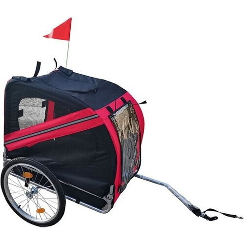 Tweedekans BRASQ Hondenfietskar – Rood/Zwart – Tot 40kg – Opvouwbaar met Reflectoren Tweedehands