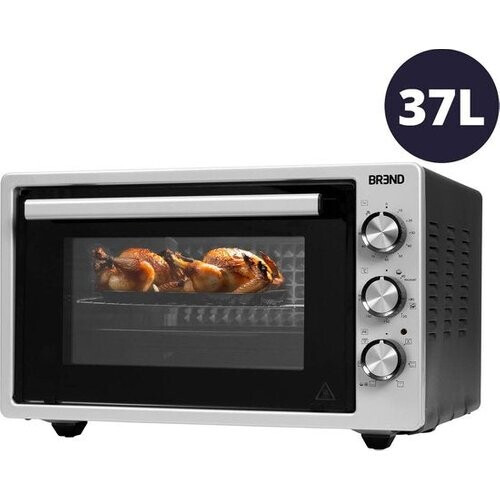 Tweedekans BREND BR-2210 Vrijstaande elektrische oven - 37 Liter - Mini oven - 1500W - met zelfreinigingsfunctie - 90 min. Timer - Incl. accessoires - tot 240 graden - RVS - Ziwart Tweedehands