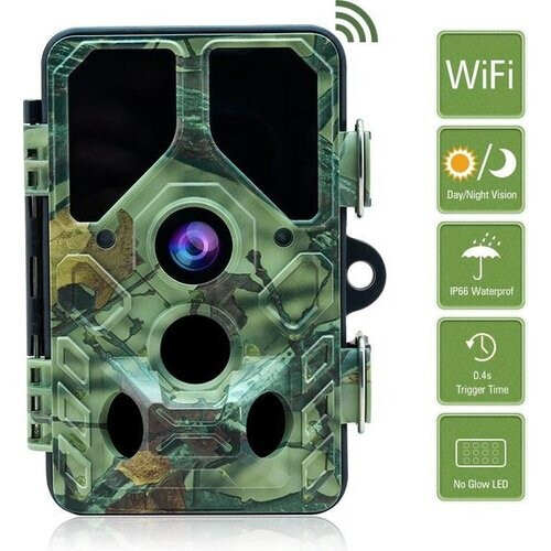 Tweedekans Camouflage EZ45 Wildcamera - Wildcamera Met Nachtzicht - Met WIFI - Tuin Observatie - 24MP Tweedehands