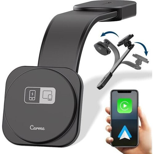 Tweedekans CarMe 4-in-1 CarPlay Dongle Pro - Met Draadloze Oplader - Draadloos CarPlay & Android Auto - Android Auto Dongle - MagSafe Autohouder - Zwart