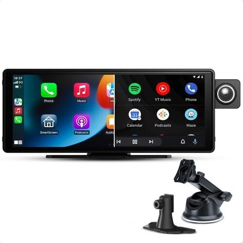 Tweedekans CarMe CarPlay Scherm 10 Inch - Met Ingebouwde Dashcam - Inclusief SD-Kaart - Apple CarPlay & Android Auto (Draadloos) - Touchscreen - Navigatiesysteem auto - Geschikt voor Apple CarPlay & Android Auto - Android Auto scherm Tweedehands