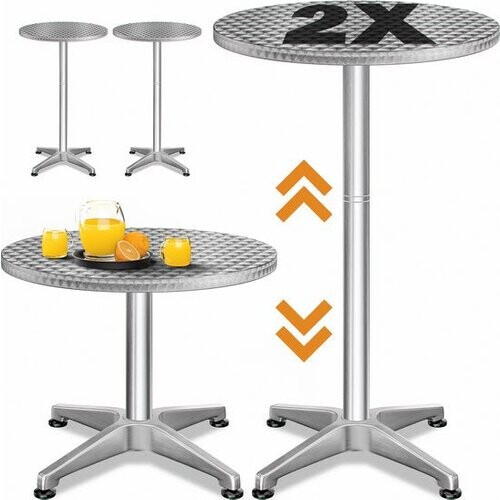 Tweedekans Casaria 2x Ronde Statafel - In Hoogte Verstelbaar 70/115cm - Aluminium