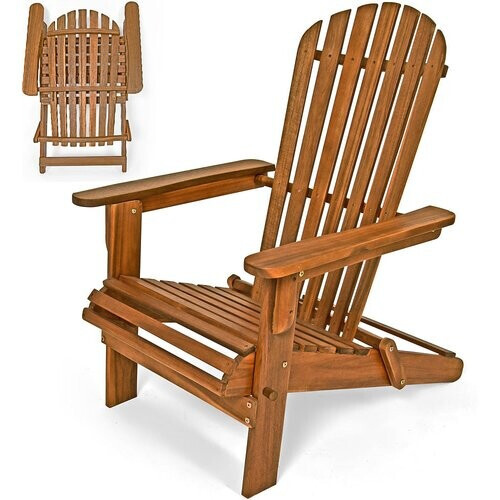 Tweedekans Casaria Adirondack Tuinstoel – Inklapbaar & Ergonomisch – 84 x 69 x 94 cm – Acacia Tweedehands