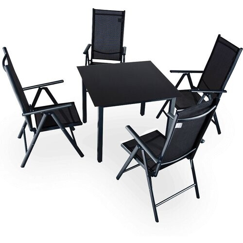 Tweedekans Casaria - Aluminium Tuinset Bern - 4 Stoelen 1 Tafel - Antraciet Tweedehands