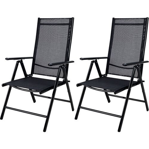 Tweedekans Casaria - Aluminium Tuinstoel- 2 Stuks - Antraciet - 65x60x111 cm - Zwart