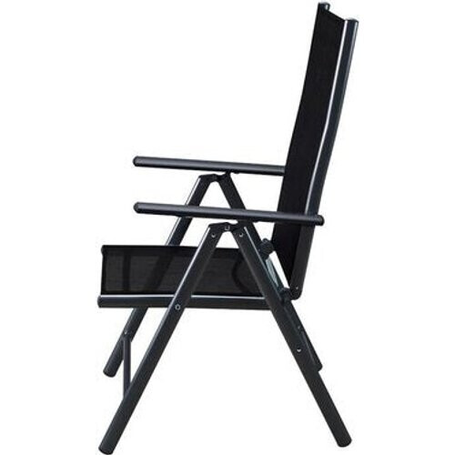 Tweedekans Casaria - Aluminium Tuinstoel- 2 Stuks - Antraciet - 65x60x111 cm - Zwart