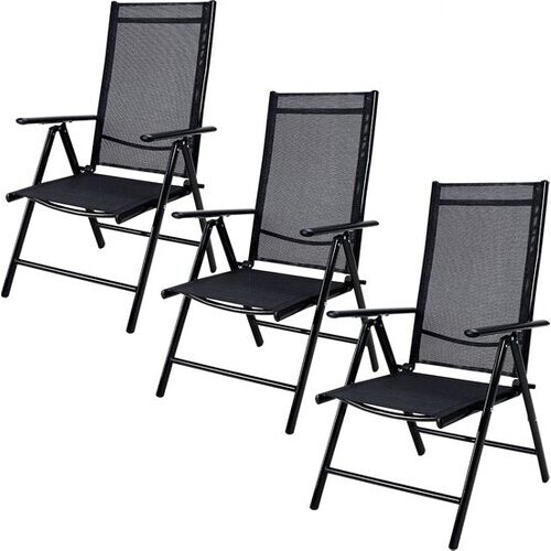Tweedekans Casaria Aluminium Tuinstoelen - 3 stuks - Inklapbaar - Antraciet