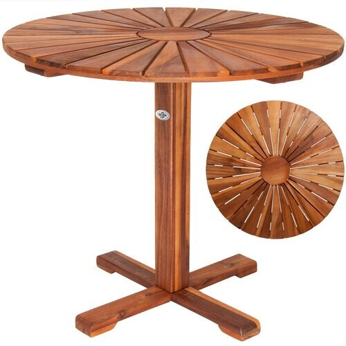 Tweedekans Casaria Bijzettafel Rond \u2013 \xD8 70,5 cm Acaciahout 4 Poten - Bruin Tweedehands