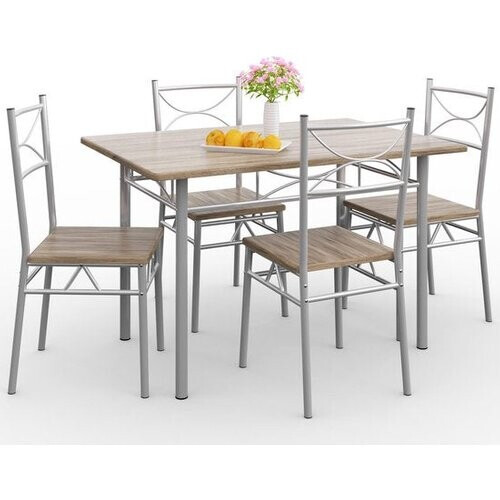 Tweedekans Casaria Eettafel Set 5 delige -Eettafel + 4 stoelen - Eiken