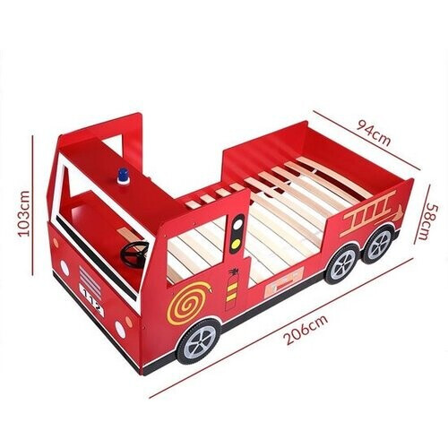 Tweedekans Casaria Kinderbed Brandweerauto – Incl. Lattenbodem - 200 x 90 cm