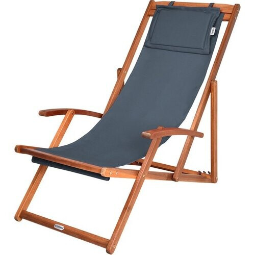 Tweedekans Casaria Ligstoel Acaciahout – Opvouwbaar tot 160kg – Antraciet Tweedehands