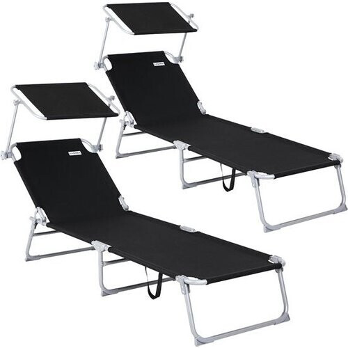 Tweedekans Casaria Ligstoel Hawai – 2 Stuks /4 Standen UV-Bestendig – Antraciet Tweedehands