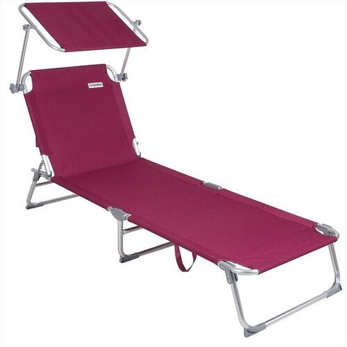 Tweedekans Casaria Ligstoel Ibiza – met Zonnedak - 190x59x29 cm – Rood Tweedehands