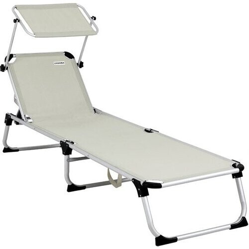 Tweedekans Casaria Ligstoel Malta Comfort – met Zonnedak 210 cm – Beige Tweedehands