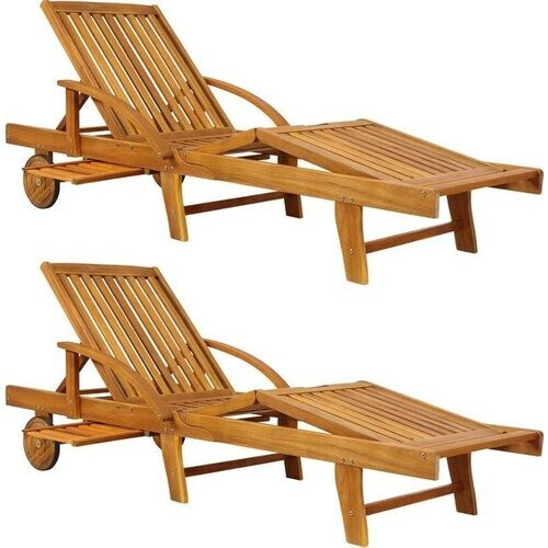 Tweedekans Casaria Ligstoelset – Inklapbaar & Verstelbaar – 195,5 x 69 x 85 cm – Bruin Tweedehands